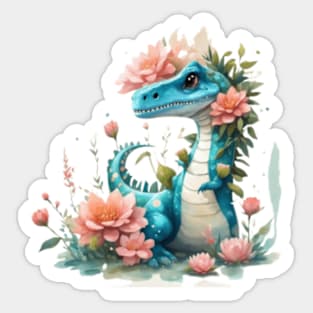 Cute floral trex dynosaur Sticker